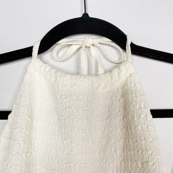 New Le Lis Collection Small S Ivory Smocked Halter Neck Mini Dress Summer Casual - Picture 5 of 12